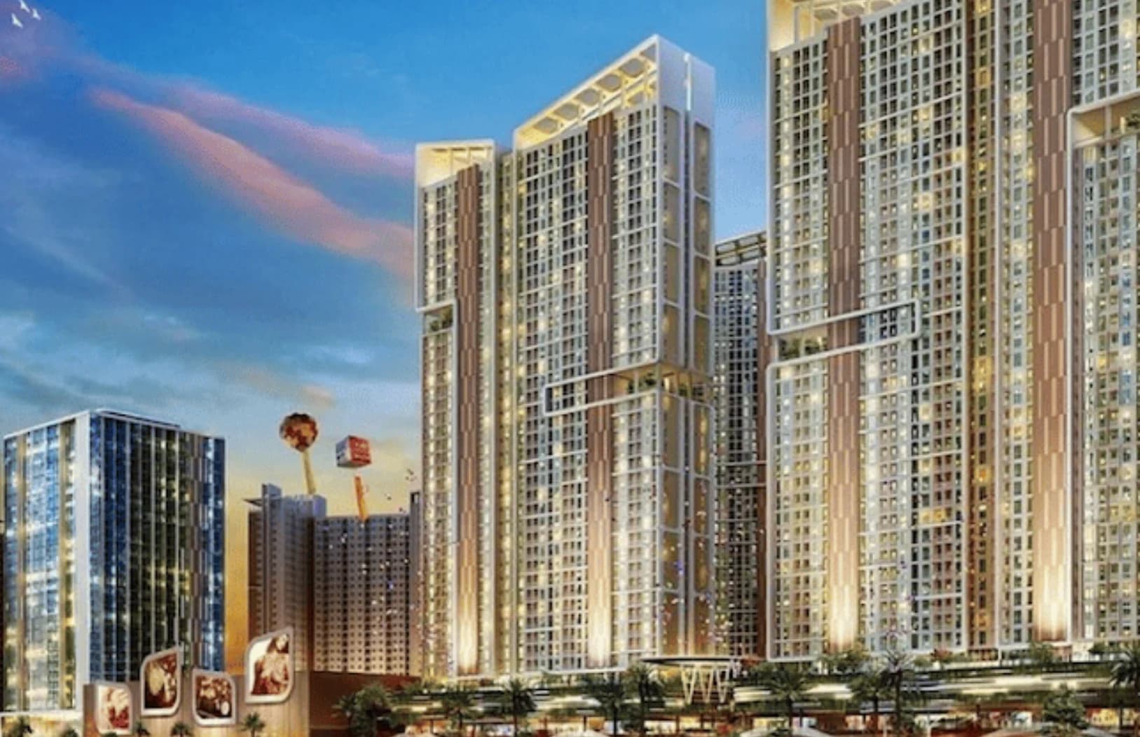 Developer visualisation of Puncak CBD Towers A, B and C in Surabaya