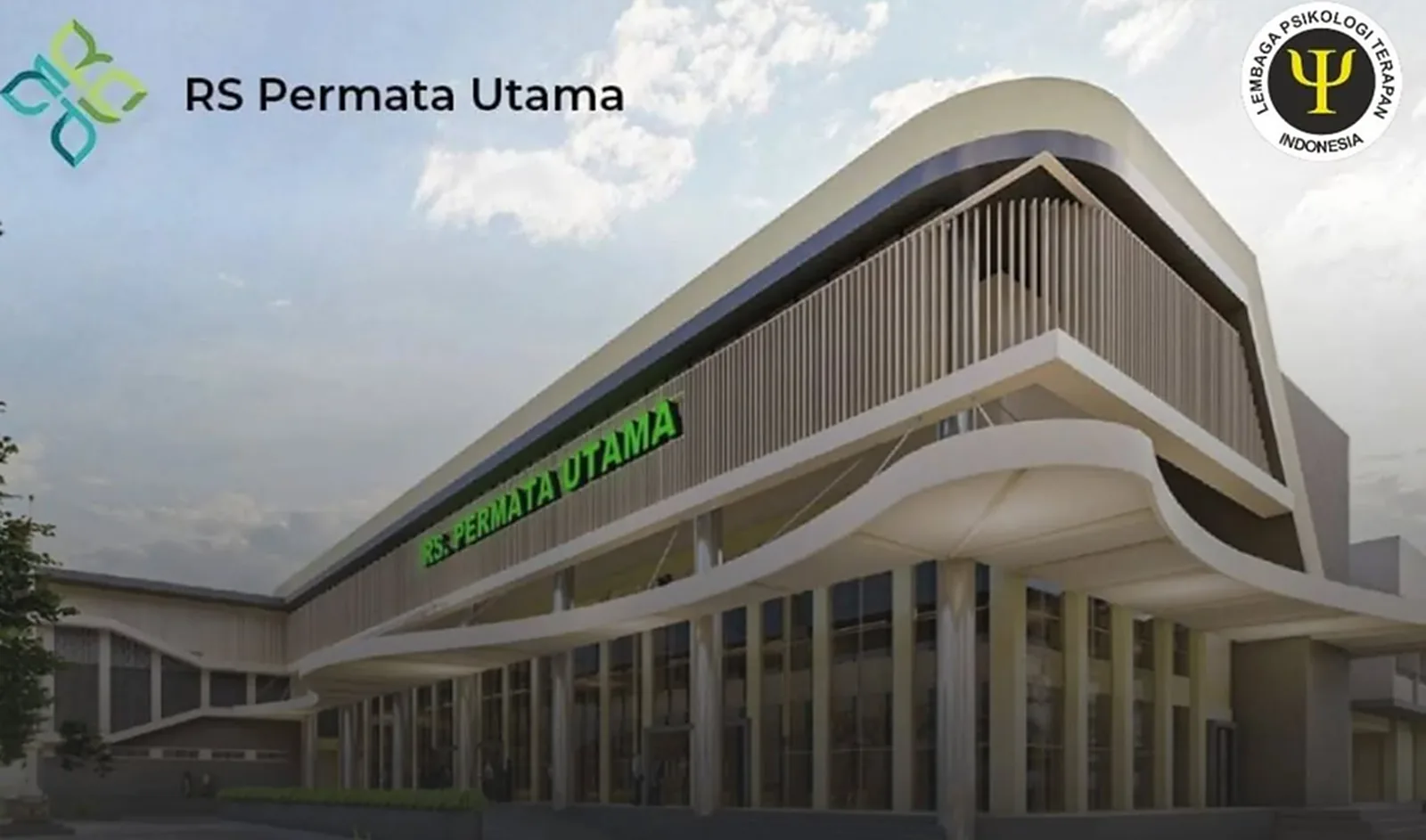 Visualisation of RS Permata Utama in Grobogan, showing the curved entrance canopy